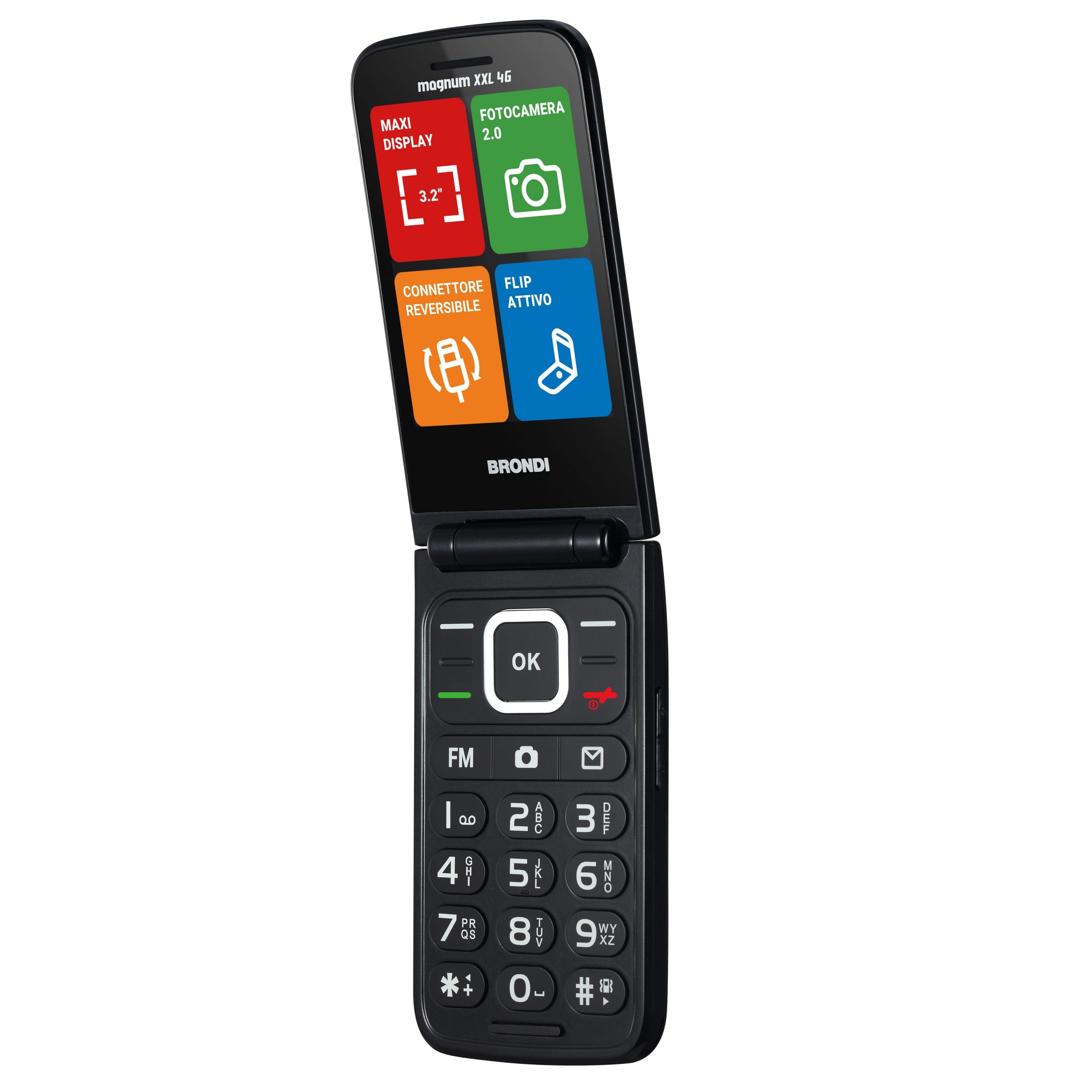 Brondi Magnum XXL 4G Gunmetal Grey Cellulare Flip 3.2 Pollici Dualsim - immagine 2