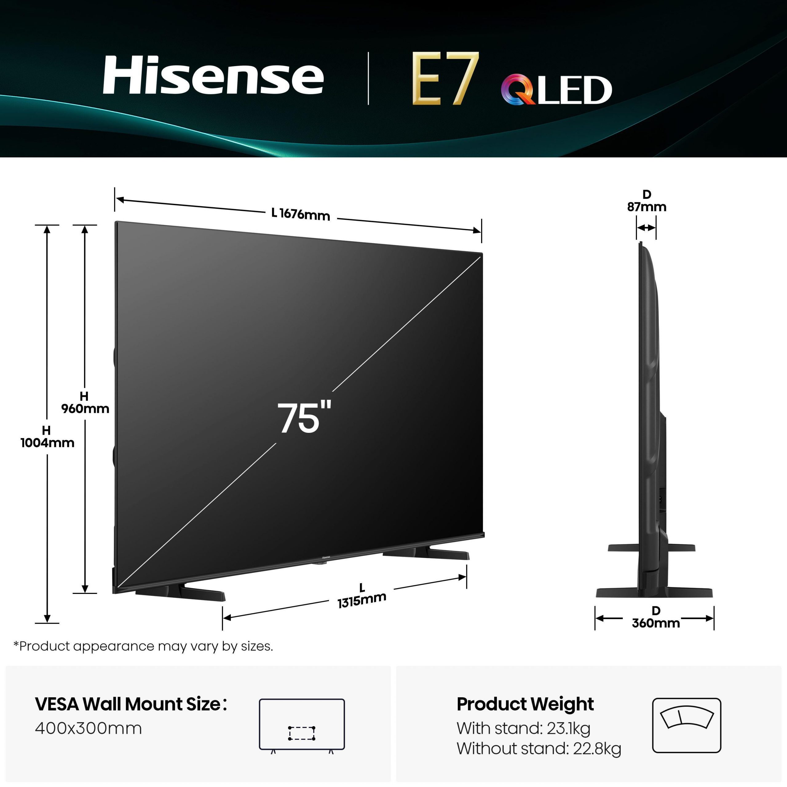 Hisense 75E79Q Smart TV Qled 75 Pollici UHD 4K Smart Vidaa U9 Tv - immagine 2