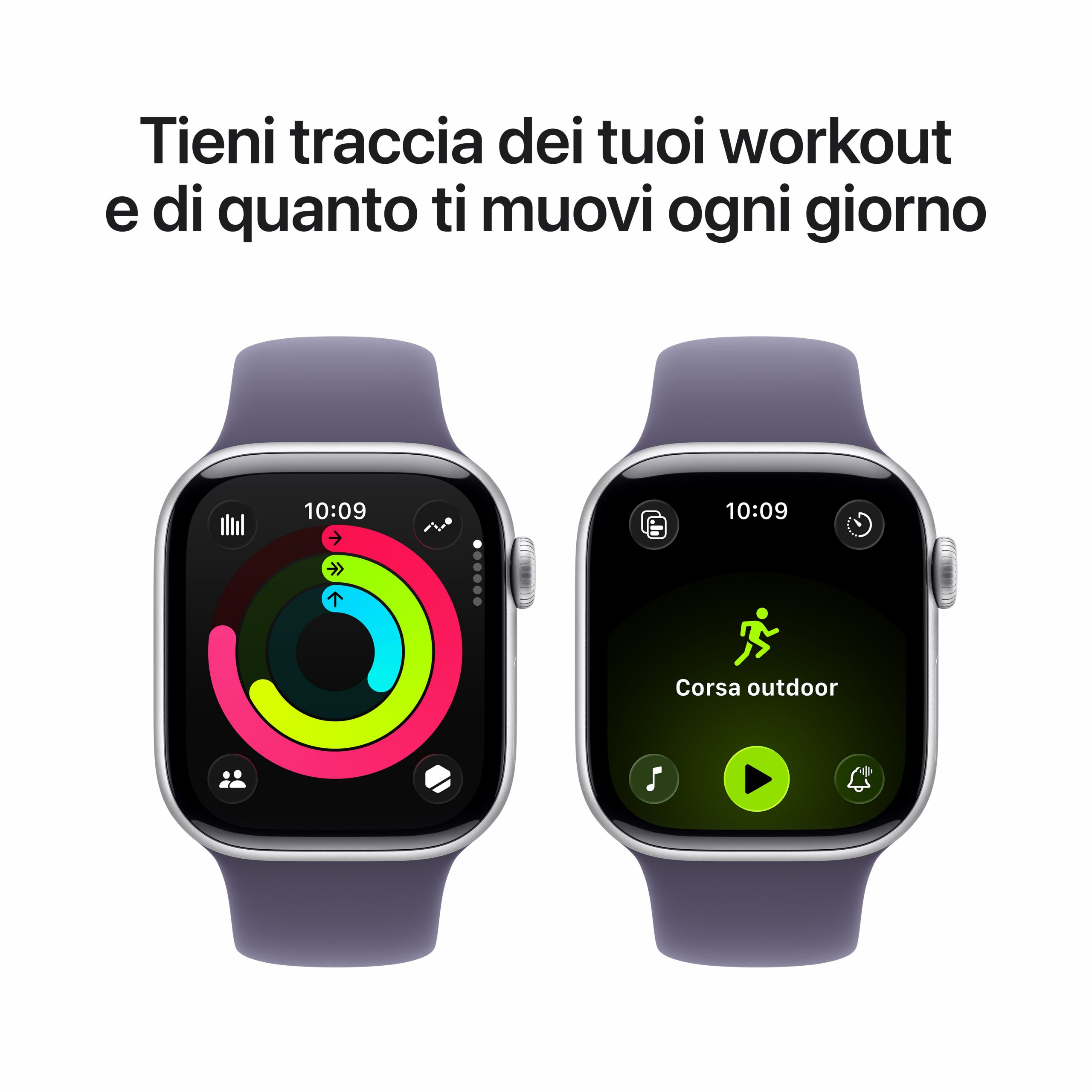 Apple MEU64QLA Watch 11 Silver Smartwatch 42MM GPS Sportband Viola Nebbia S-M - immagine 4