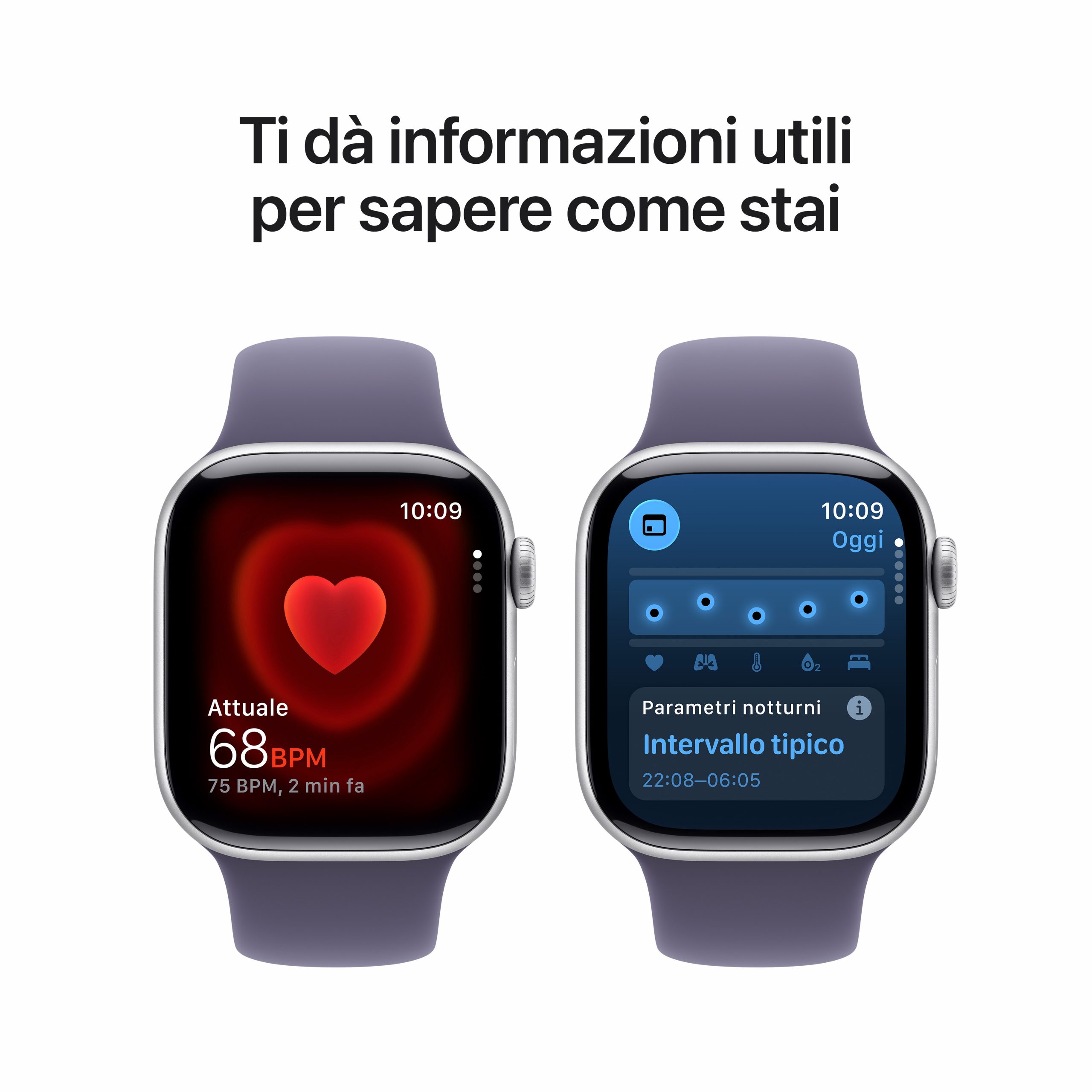 Apple MEU64QLA Watch 11 Silver Smartwatch 42MM GPS Sportband Viola Nebbia S-M - immagine 5