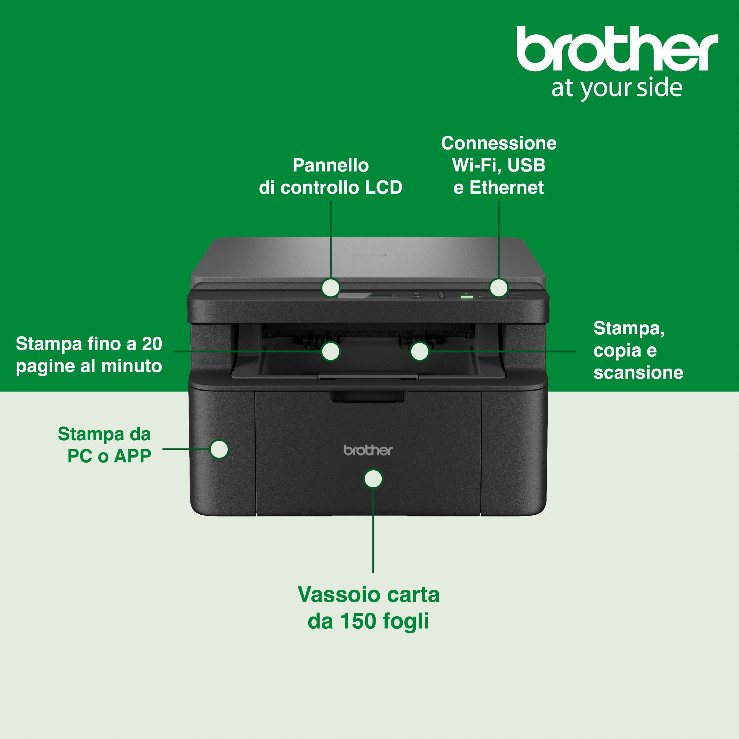 Brother DCPL1640W Stampante Multifunzione Laser Monocromatica 3 in 1 Wi-Fi - immagine 4