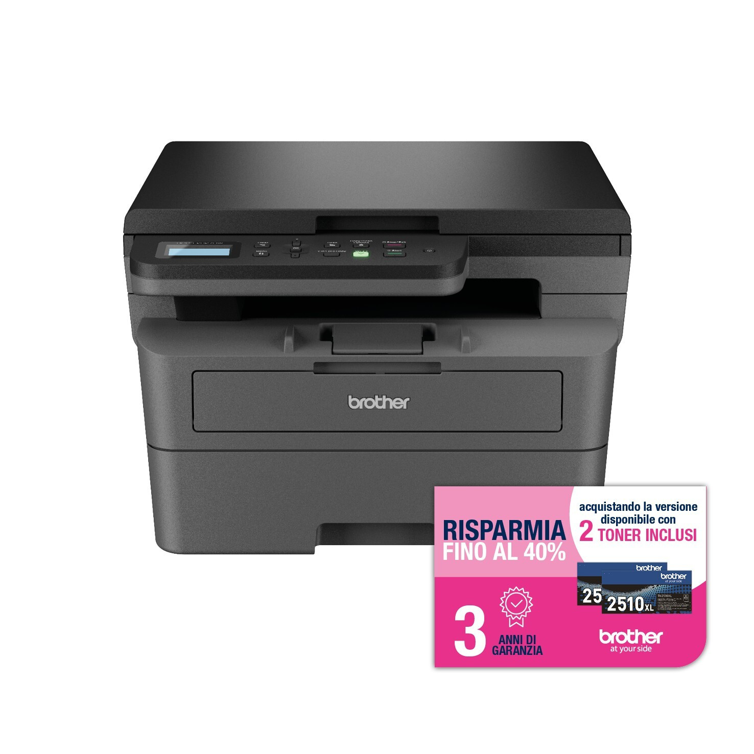 Brother DCPL2627DWXL Stampante Laser Monocromatica con 2 Toner e 3 Anni Garanzia - immagine 2