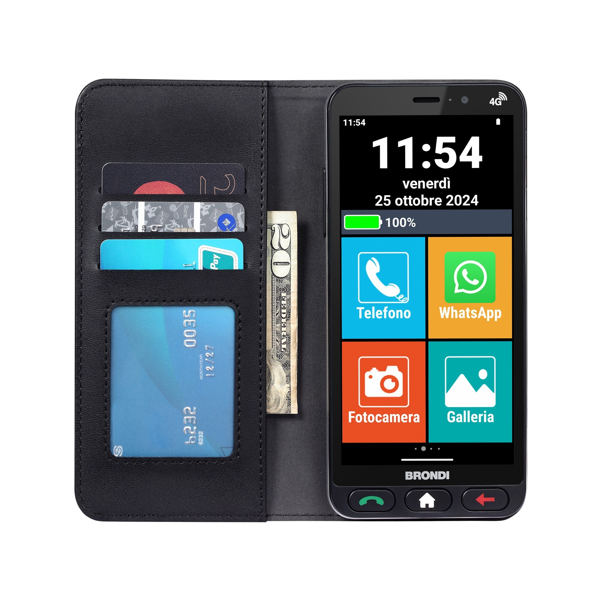 BRONDI AMICOVERO4GPIUBLACK SMARTP. 5.7 HD+3GB 32GB D.SIM 4G+BAS.RIC+COVER NER SMART PHONE - immagine 4