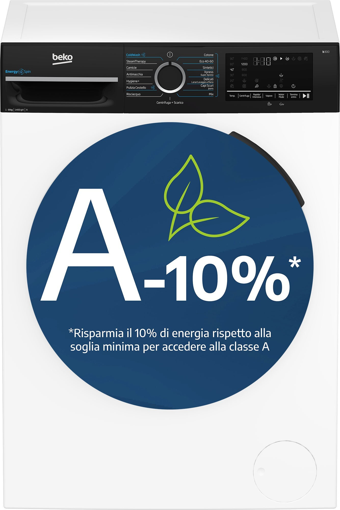 BEKO BMWEP8147DB LAV.C-FRONT 8KG 1400GIRI CE.A-10% INV.VAP.OBLO NER LAV. C-FRONTALE 8