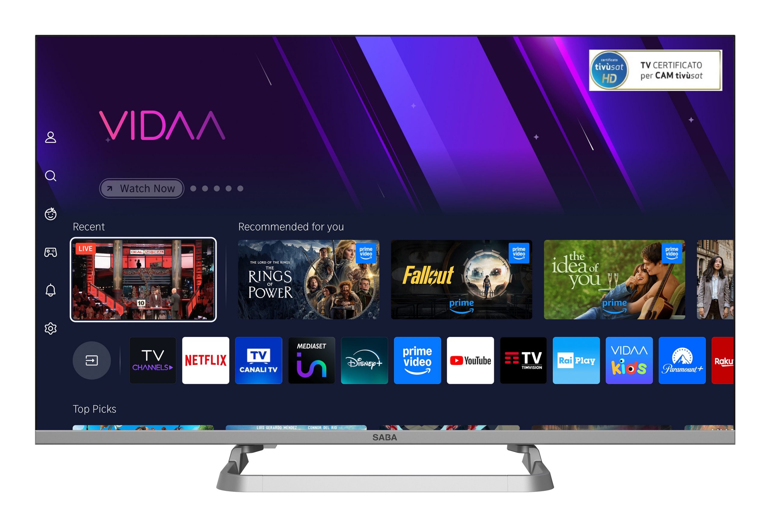 SABA SA32SM10VDA TV LED 32 HD READY DVBT2-S2 SMART VIDAA TIVUSAT TV LED 30 - immagine 2
