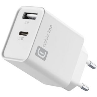 CELLULAR LINE ACHOTHUSB2PD20WW CARICABATT.RETE DUAL USB 20W BIANCO CARICA BATTERIE RETE E BASI