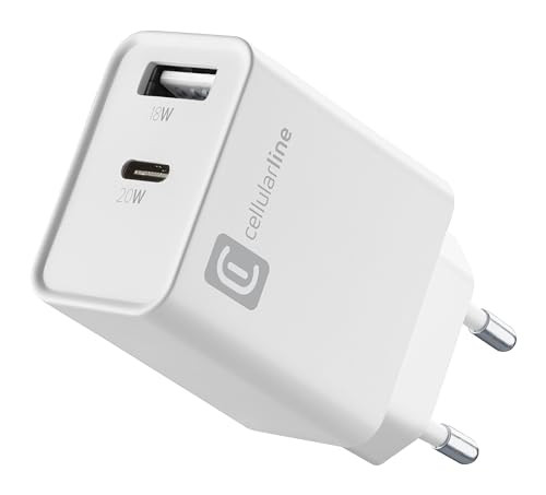 CELLULAR LINE ACHOTHUSB2PD20WW CARICABATT.RETE DUAL USB 20W BIANCO CARICA BATTERIE RETE E BASI