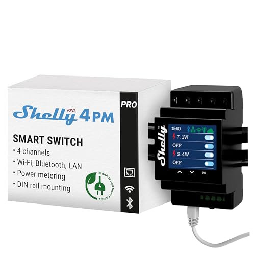 SHELLY PRO4PM INTERUTTORE RELE' SU BARRA DIN A 4 CANALI WIFI ALTRO COMMUNCATION CARD