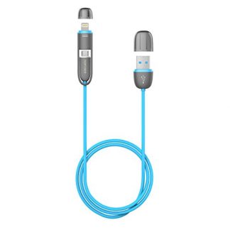 PURO FPCMICROAPLTBLUE Cavo Dati Carica USB MicroUSB Lightning Un Metro Blu