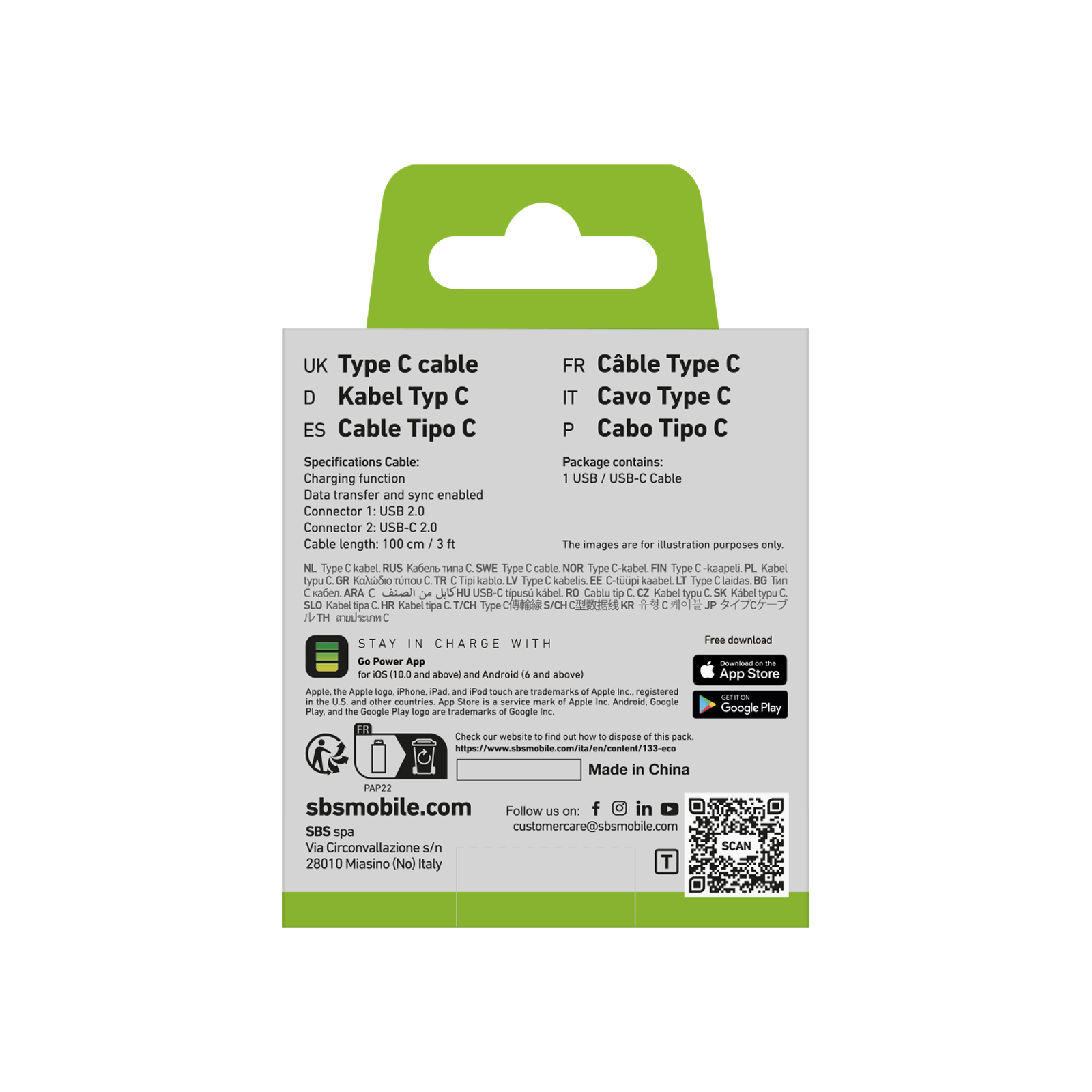 SBS TECABLETYC1KPOS CAVO USB A TYPE-C 2.0 CAVI - immagine 4