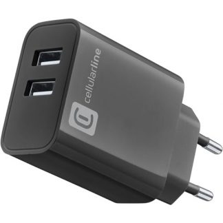 CELLULAR LINE ACHUSB2USBA24WK CARICABATT.RETE X SMARTP.-TABL.2USB 24W MULTI NERO CARICA BATTERIE RETE E BASI