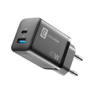 CELLULAR LINE ACHSMUSB2PD45WK CARICABATT.RETE 1USB-A+1USB-C 45W PD SAMSUNG NERO CARICA BATTERIE RETE E BASI