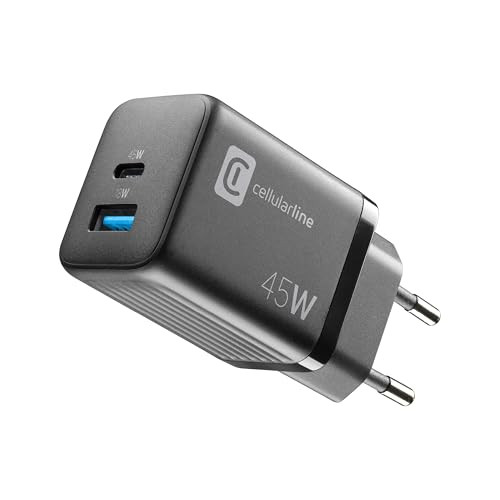 CELLULAR LINE ACHSMUSB2PD45WK CARICABATT.RETE 1USB-A+1USB-C 45W PD SAMSUNG NERO CARICA BATTERIE RETE E BASI