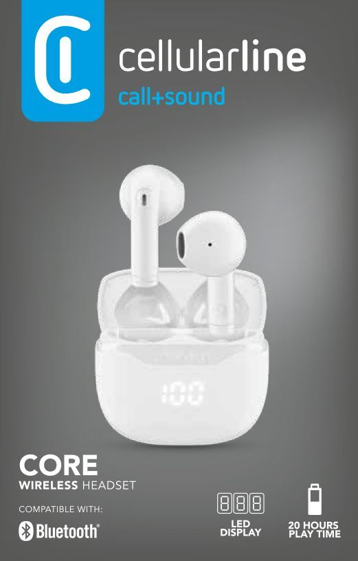 CELLULAR LINE BTCORETWSW AURICOLARE BT TWS CORE UNIV. BIANCO AURICOLARI SENZA FILO TELEFONIA - immagine 2