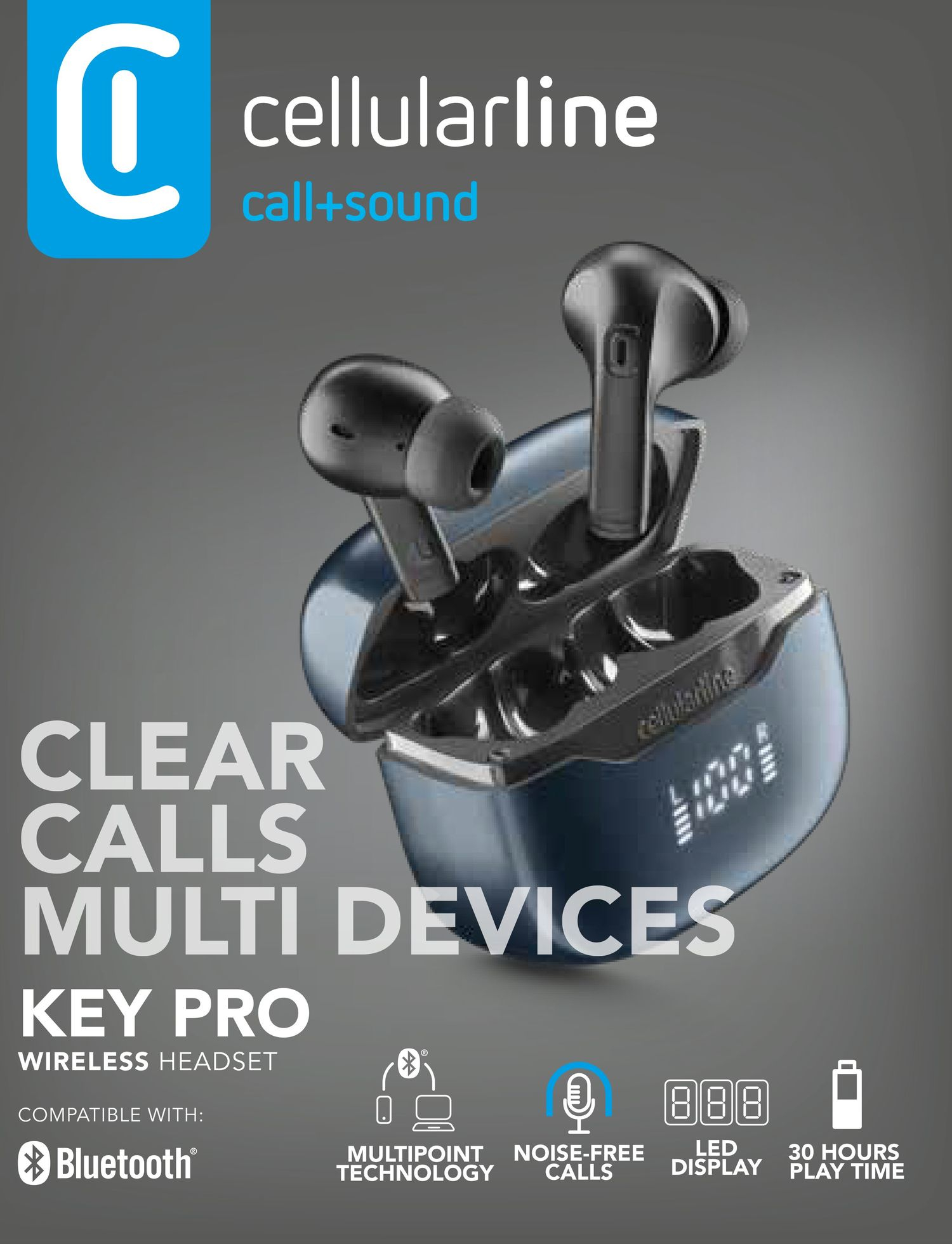 CELLULAR LINE BTKEYPROTWSK AURICOLARE BT TWS KEY PRO UNIV. NERO AURICOLARI SENZA FILO TELEFONIA - immagine 2