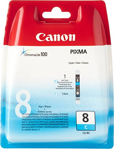 CANON 0621B028 Cartuccia Inchiostro Ciano CLI8C 13ml Originale Blister