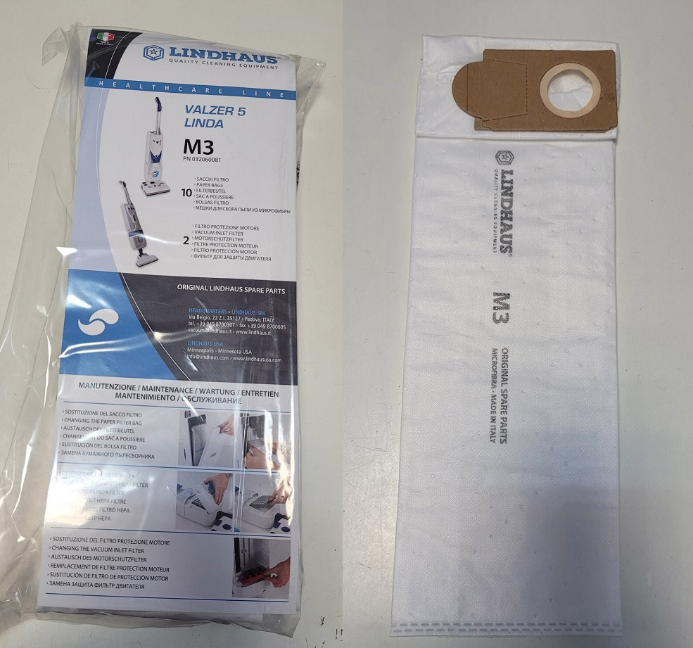 Lindhaus M3 Confezione 10 Sacchi Tessuto Micropore 2 Filtri Protezione Motore