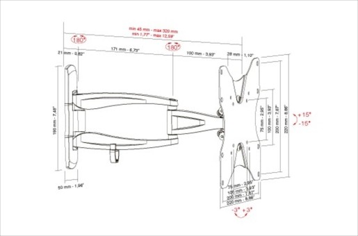 Munari SP312 Supporto TV Orientabile per TV 42 Pollici Portata Max 20 Kg - immagine 2