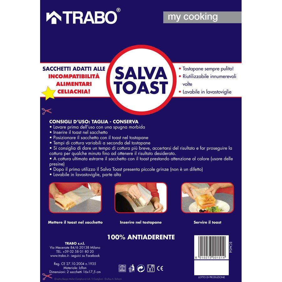 Trabo ECM54 Buste Salva Toast Riutilizzabile Confezione 2 Pezzi - immagine 2