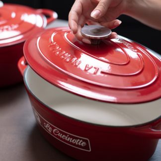Nordica Cucinotta Ovale 33 6 Litri Pentola in Ghisa Smaltata con Coperchio