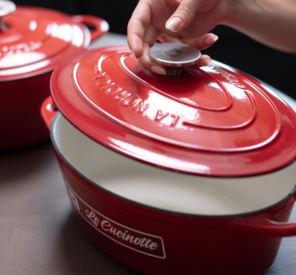 Nordica Cucinotta Ovale 33 6 Litri Pentola in Ghisa Smaltata con Coperchio
