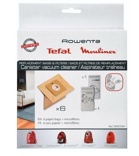 Rowenta Confezione 6 Sacchetti per Aspirapolvere + 2 Microfiltri ZR003901 - immagine 2