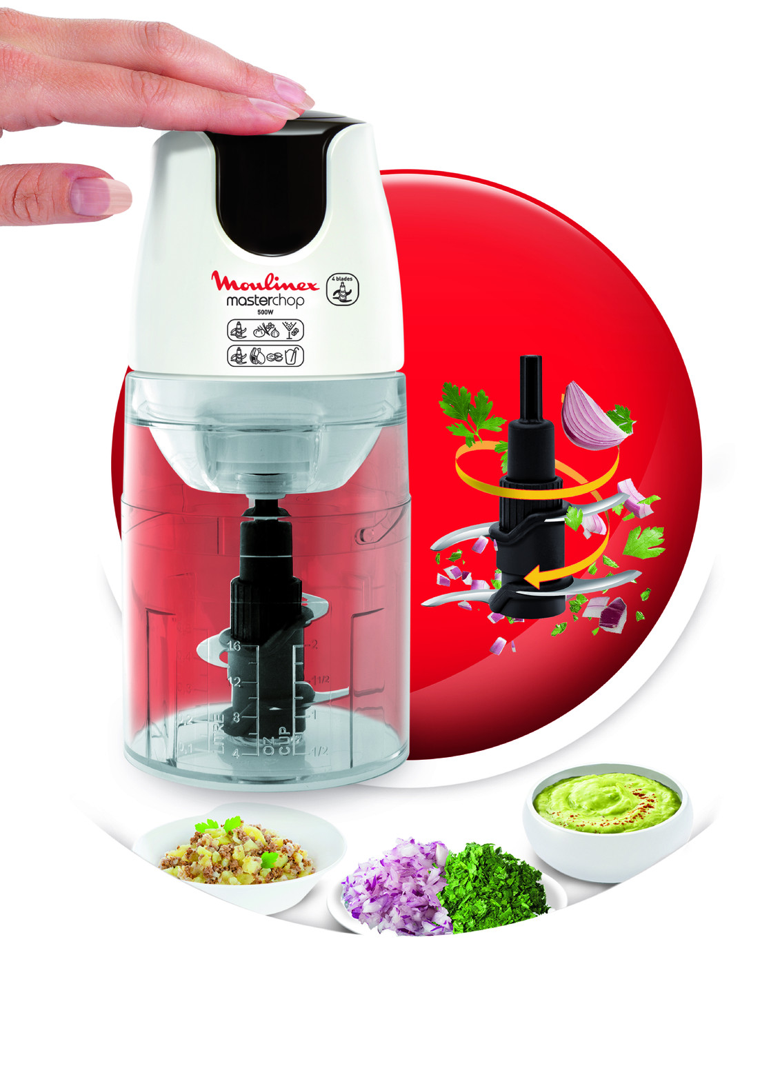 Moulinex Masterchop 3 in 1 DJ450B Tritatutto 500W Capacita 500ML - immagine 3