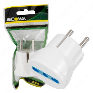 Ecova Adattatore con Spina Schuko e Bipresa Colore Bianco