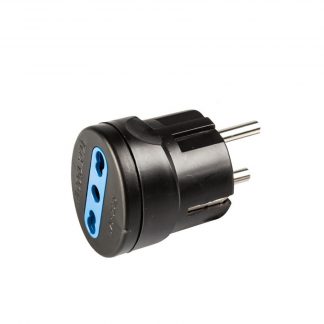 Ecova Adattatore con Spina Schuko e Bipresa Colore Nero