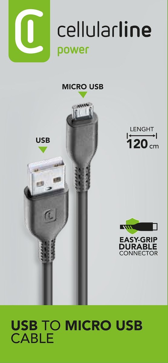 CELLULAR LINE USBDATACABMICROUSB Cavo USB Dati Micro-USB 60cm