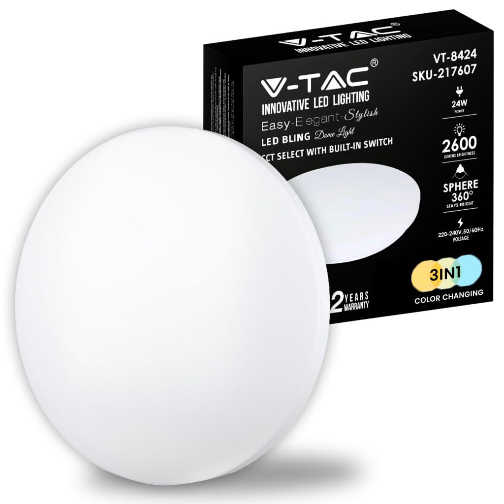 V-TAC SKU217607 Plafoniera Led 24W Diametro 35cm 2600 Lumen VT8424