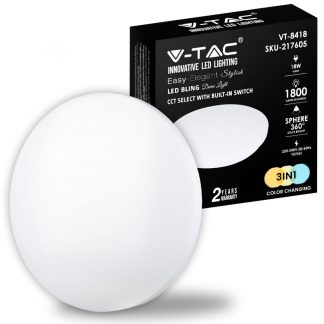 V-TAC SKU217605 Plafoniera LED 18W Diametro 30 1800LM VT8418