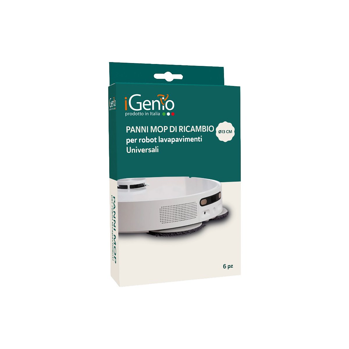I-GENIO 939 Confezione 6 Panni Mop per Robot Lavapavimenti D.12CM