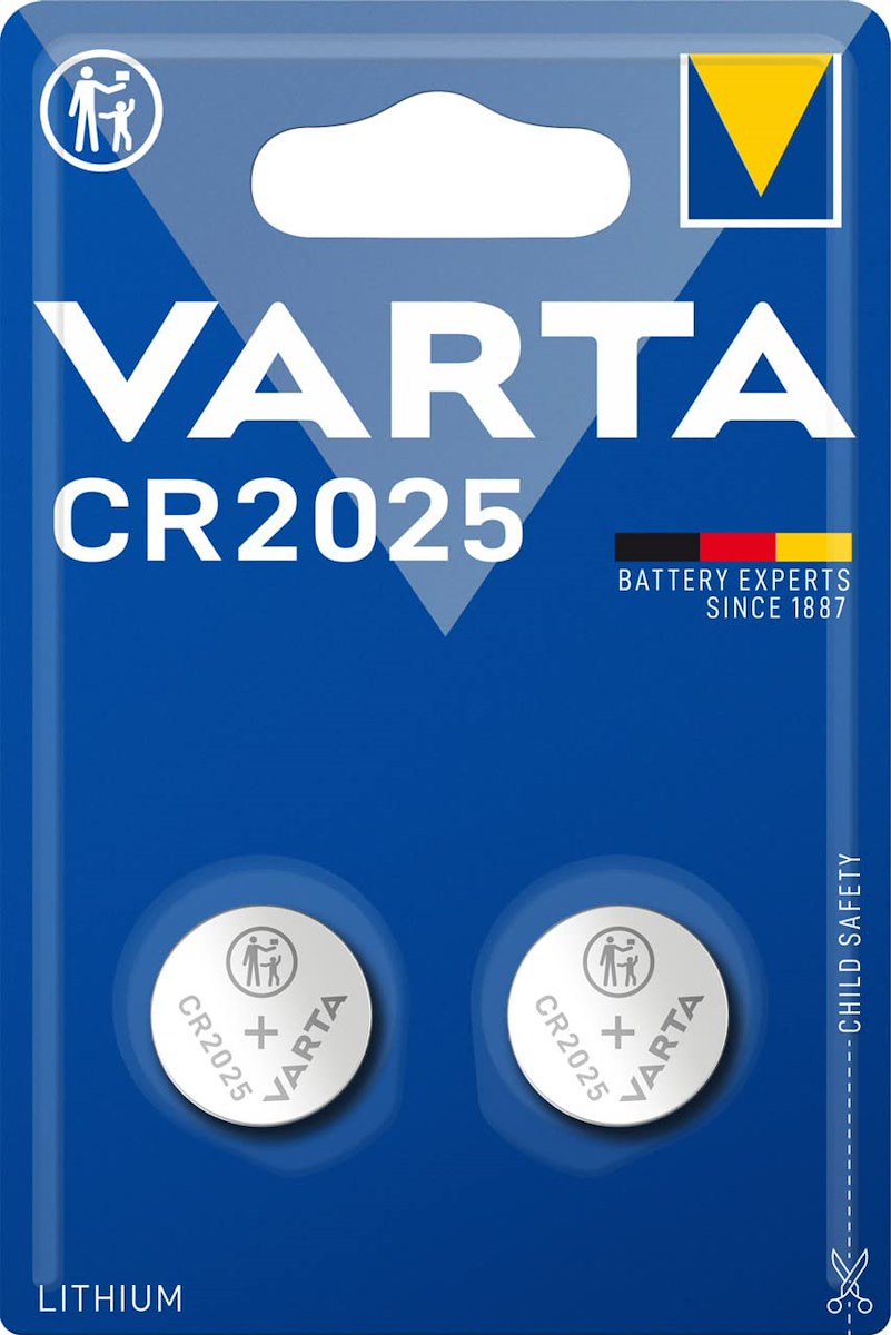 VARTA 6025101402 Batteria Litio CR2025 3V, non ricaricabile, 2 pz.