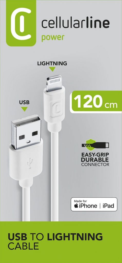 CELLULAR LINE USBDATACMFIIPH5W Cavo Lightning iPhone 5, 1.5m, bianco