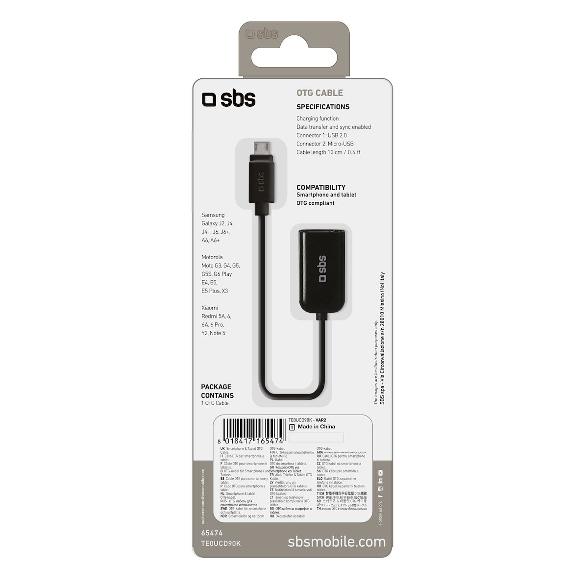 SBS TE0UCD90K Adattatore Micro USB/USB 2.0 M/F per Smartphone Galaxy - immagine 4