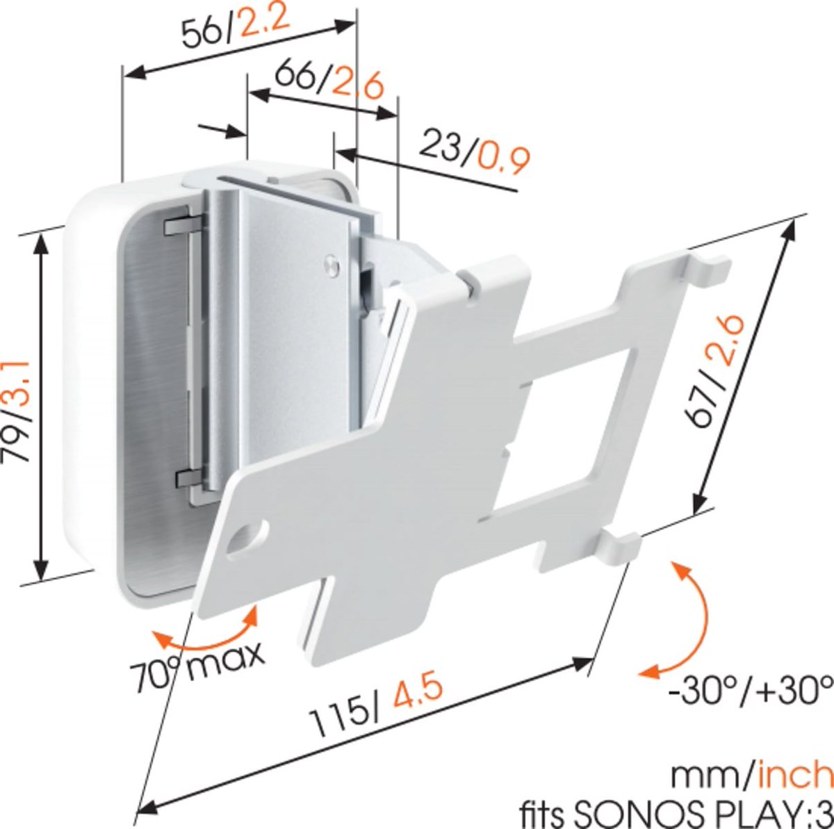 VOGEL'S SOUND4203WHITE Staffa rotante bianca per Sonos Play:3 - immagine 2