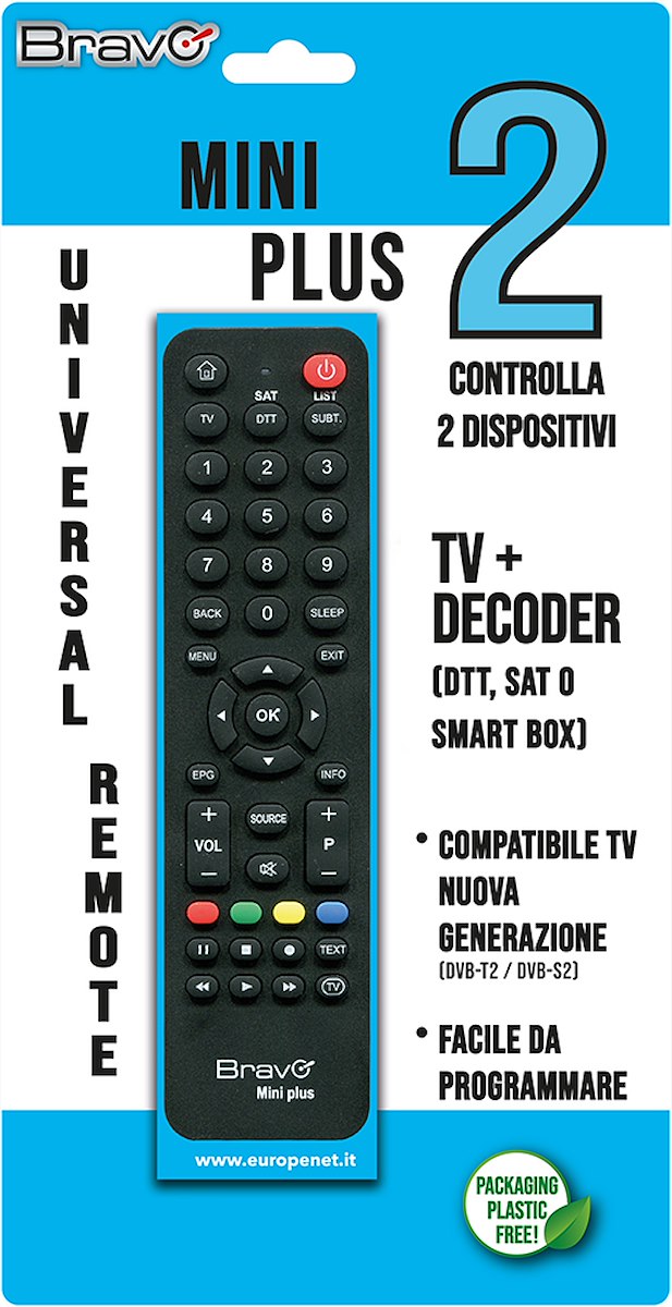 BRAVO 90302246 Telecomando Universale TV Digitale Terrestre 2in1 Mini Plus - immagine 2