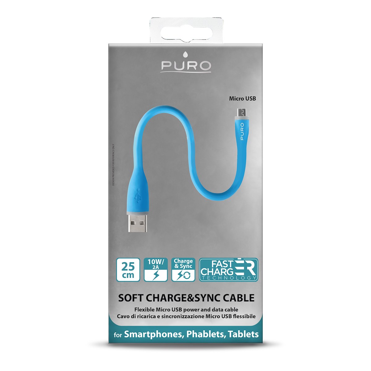 PURO CMICROSILICON025BLUE Cavo Micro USB in Silicone Blu 25cm - immagine 2