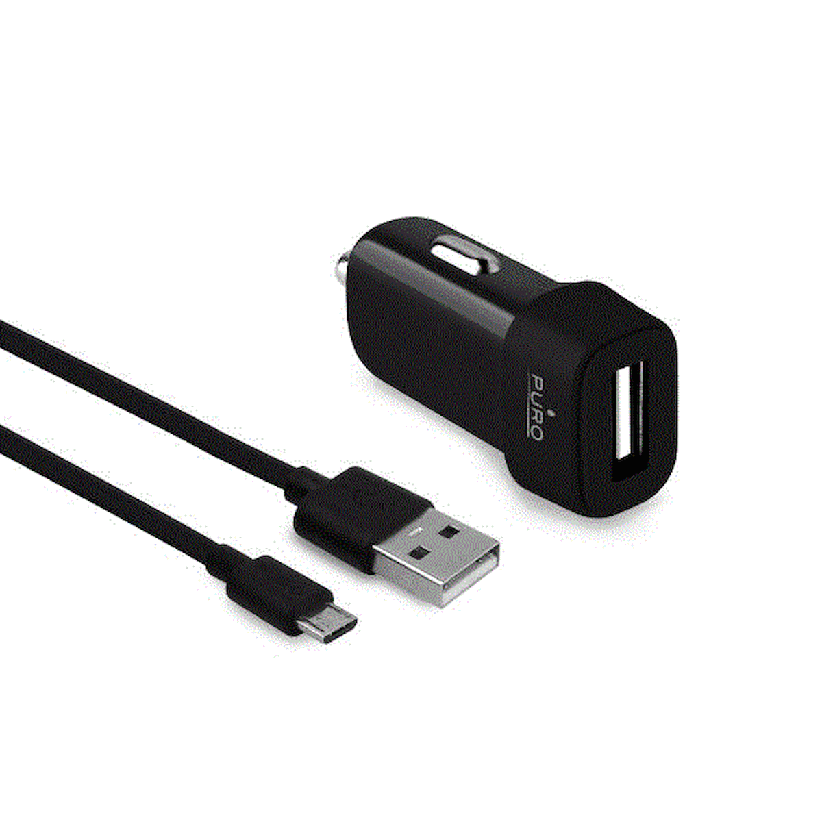 PURO MCHUSBMICROCBLK Caricabatterie Auto 1 Micro USB Compact Nero