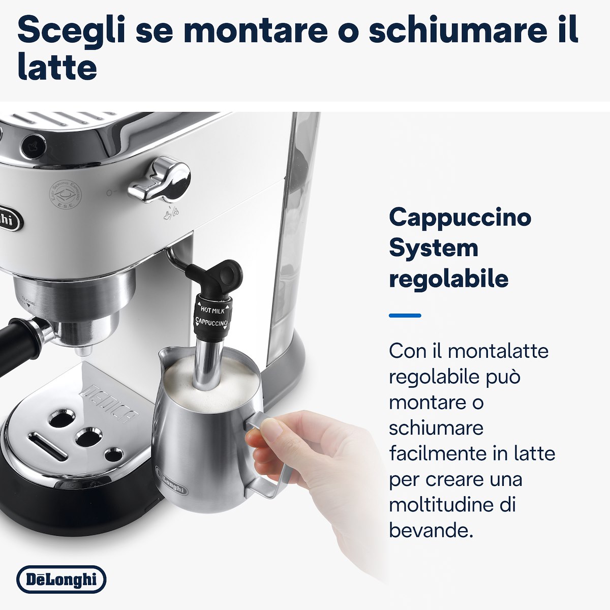 De Longhi Dedica Style Bianca Macchina Caffe Manuale con Cappuccinatore - immagine 4