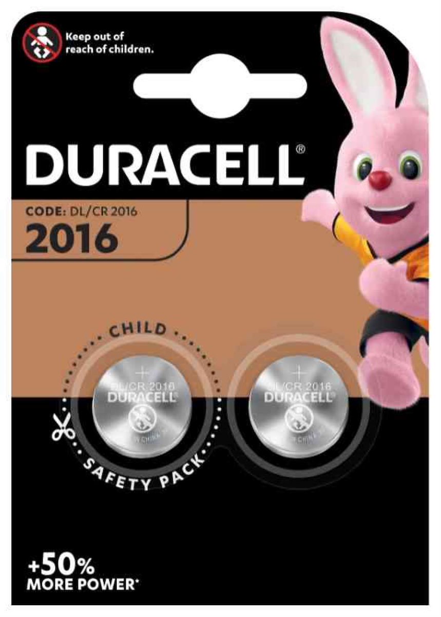 DURACELL DU20B2 Pila Bottone 3V 72mAh CR2016 Blister 2pz Non Ricaricabile