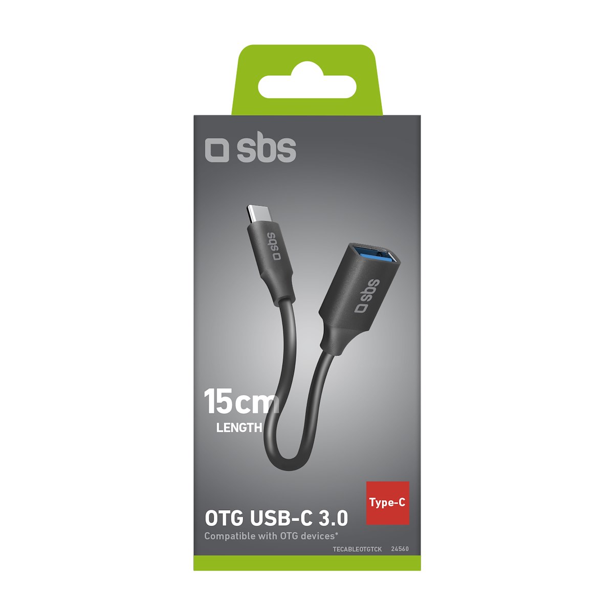 SBS TECABLEOTGTCK Cavo USB-A femmina a USB-C maschio, 15cm - immagine 2