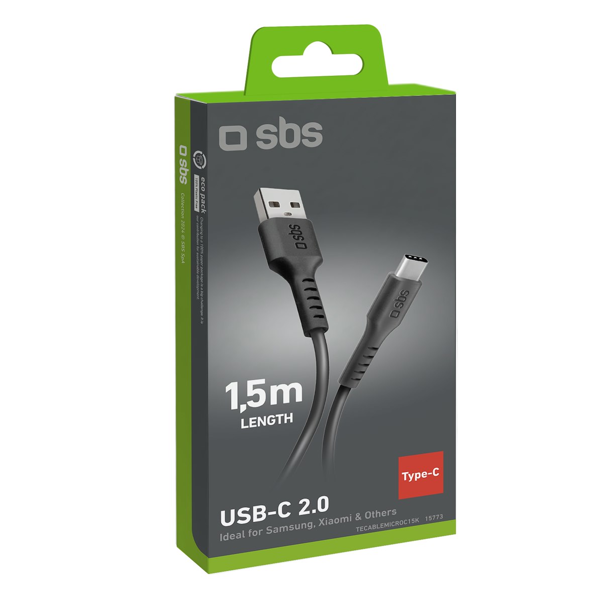 SBS TECABLEMICROC15K Cavo USB 2.0 A a Type-C, 15m, nero - immagine 3