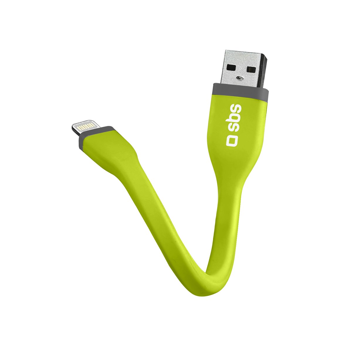 SBS TECABLELIGSHFLATG Cavo USB-Lightning, 12cm, Verde