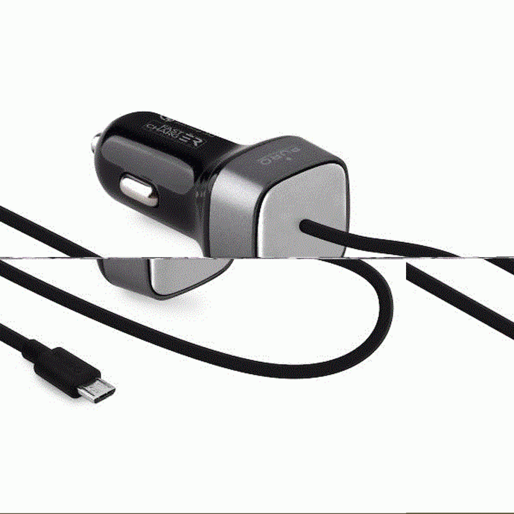 PURO FCMCHMICROQC30CBLK Caricabatterie Auto Micro USB Nero