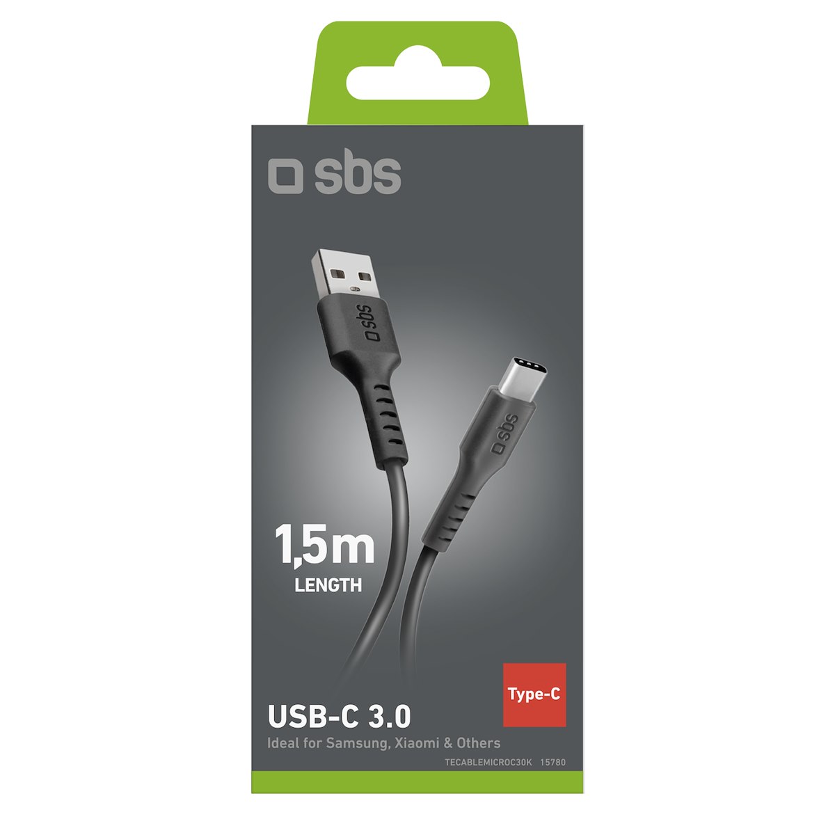 SBS TECABLEMICROC30K Cavo Dati USB 3.0 Type C, 1.5m, Nero - immagine 3