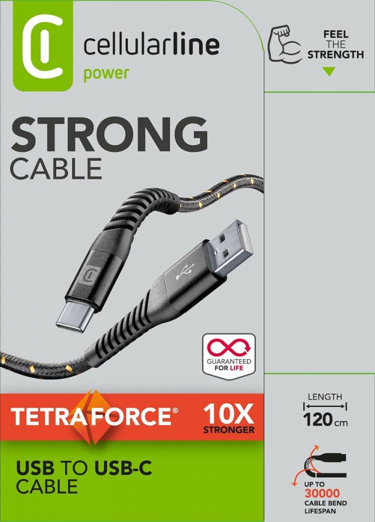 CELLULAR LINE TETRACABTYC1MK Cavo Dati USB-C Kevlar Nero