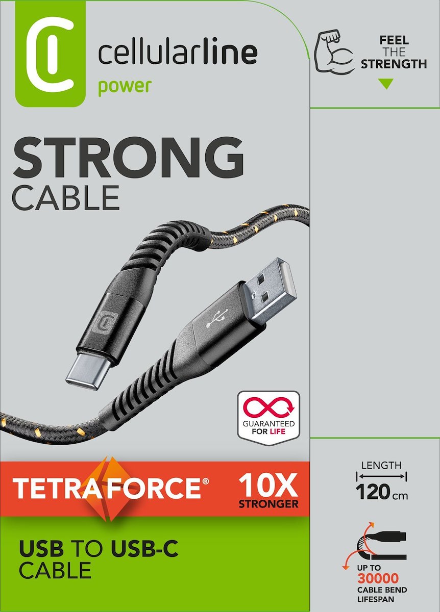 CELLULAR LINE TETRACABTYC1MK Cavo Dati USB-C Kevlar Nero