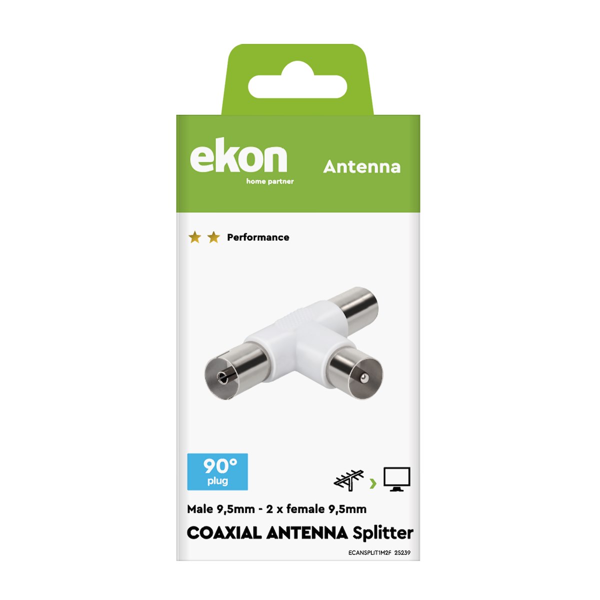 EKON ECANSPLIT1M2F Splitter coassiale antenna 9.5mm M-F a 2x 9.5mm - immagine 2